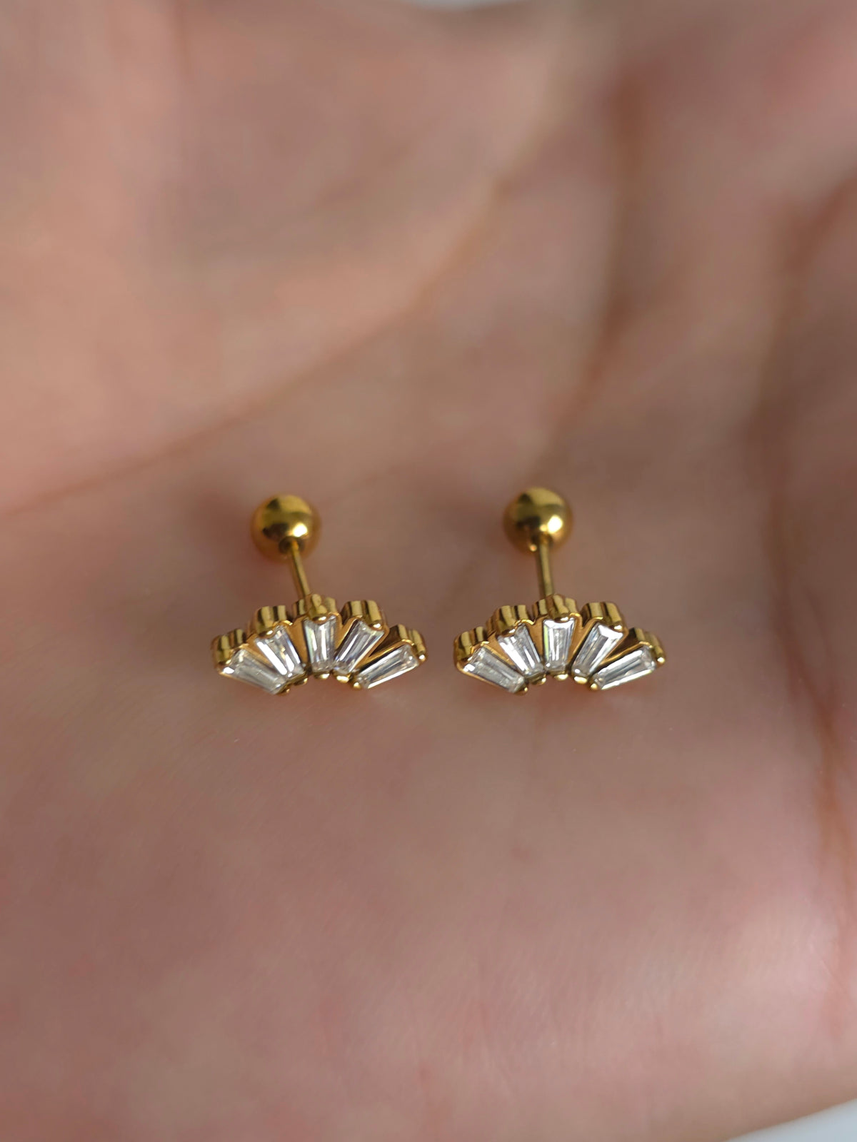 Golden Arc Crystal Ball back Studs