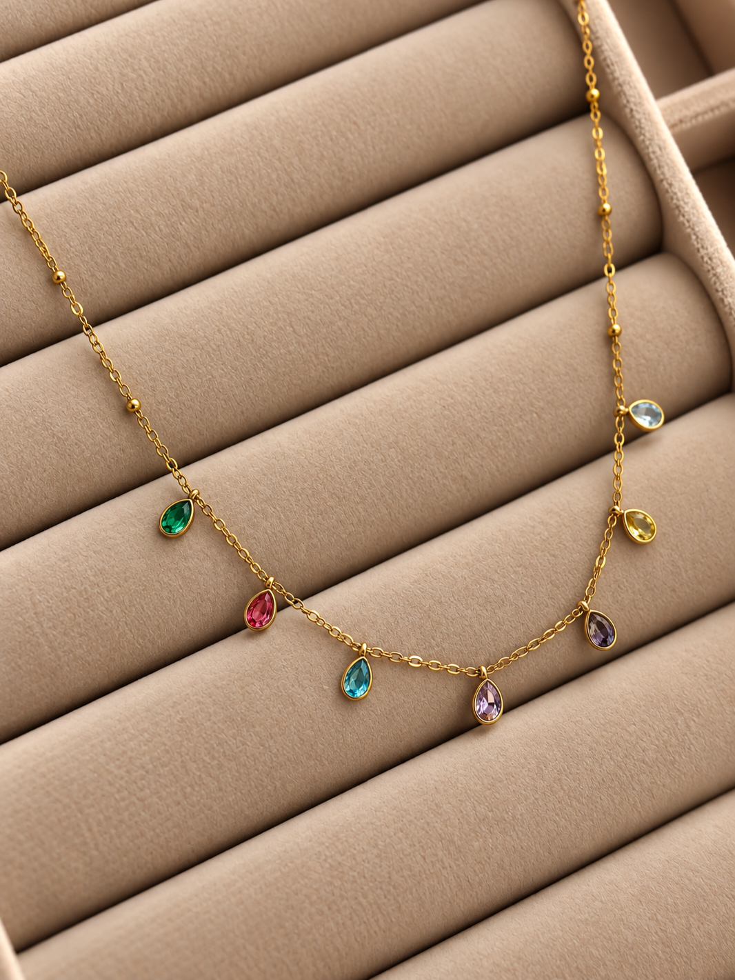 Multicolored Dainty Drop charm neckchain