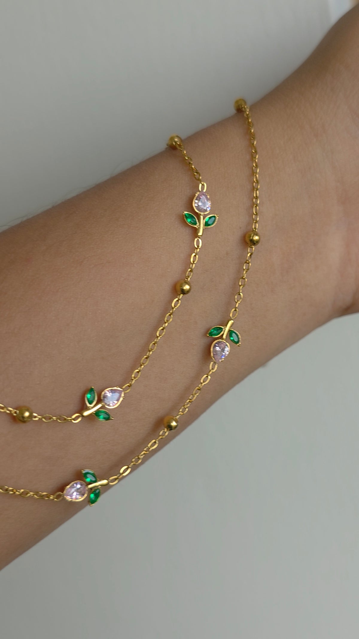 Pink Tulip Anklets 🌷 (pair)