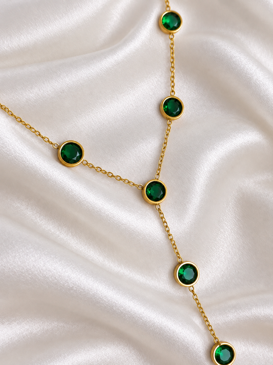 Emerald Charm Y-Necklace