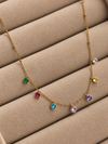Multicolored Dainty round charm neckchain