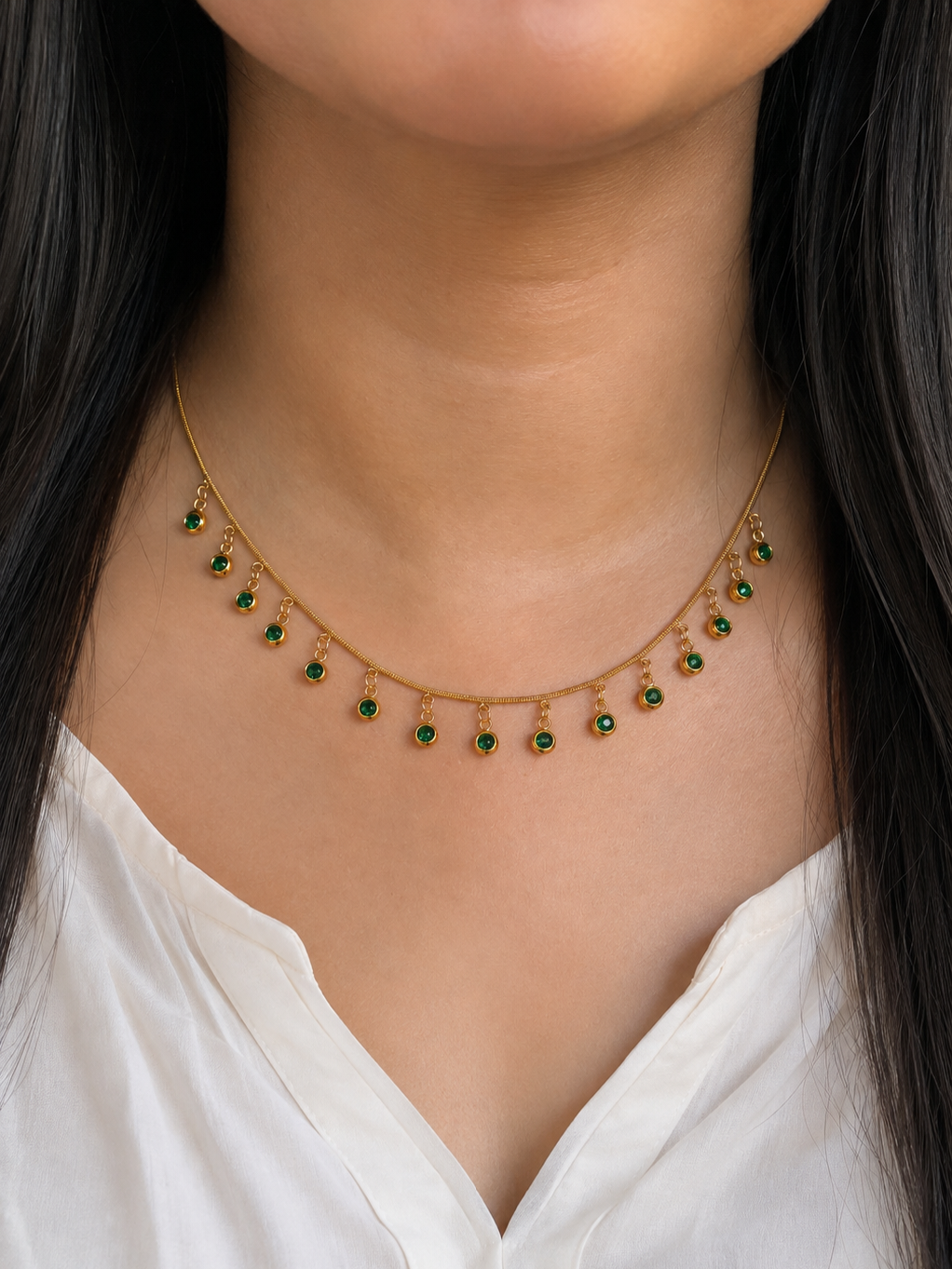 Emerald Drop Charm Chain💚