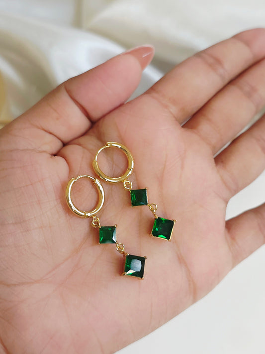 Emerald Duo hoop Earring