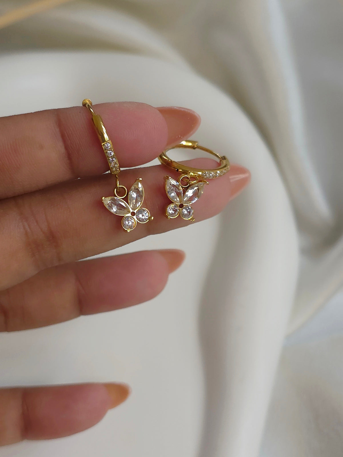 Crystal Butterfly Hoops
