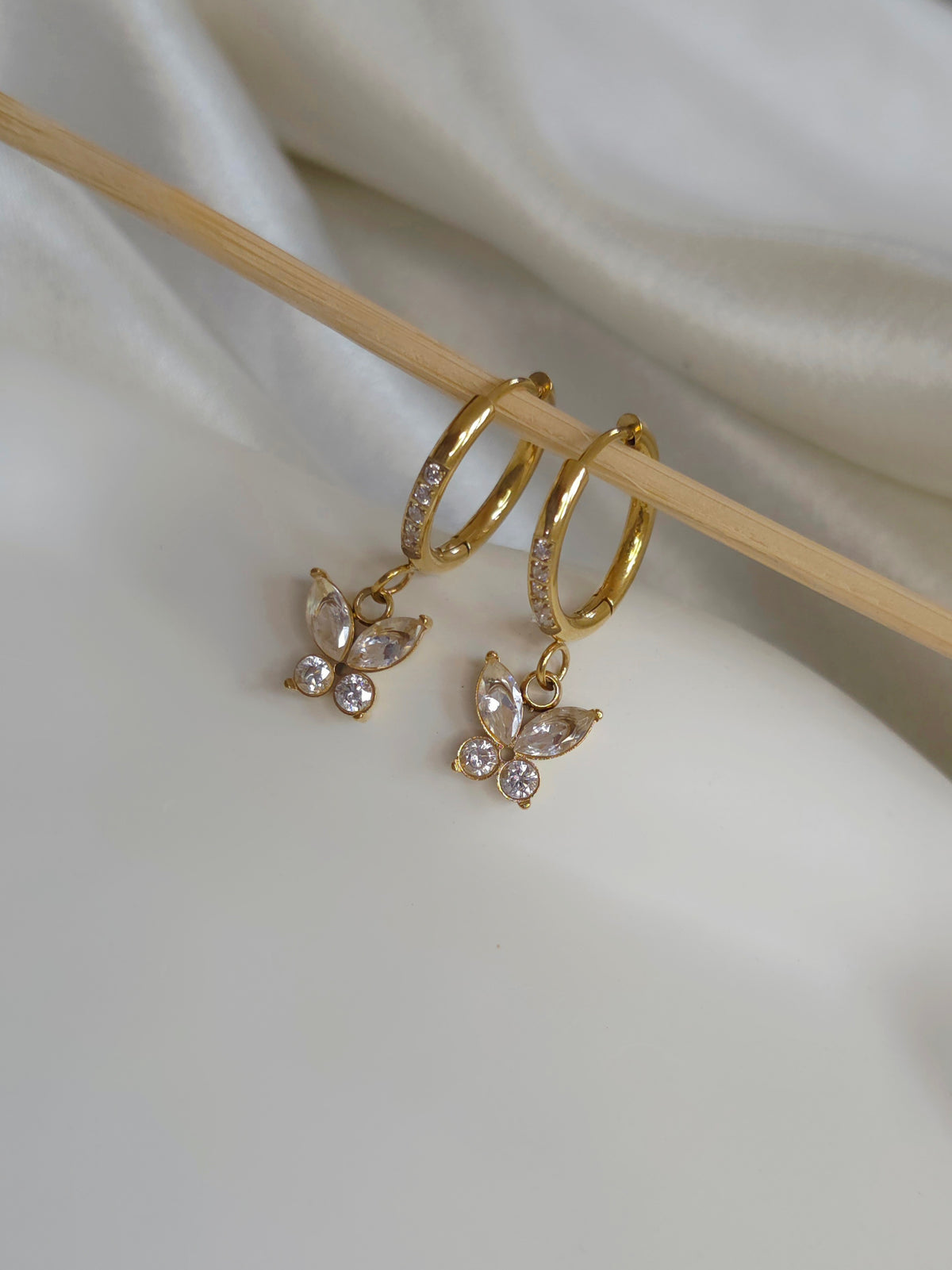 Crystal Butterfly Hoops
