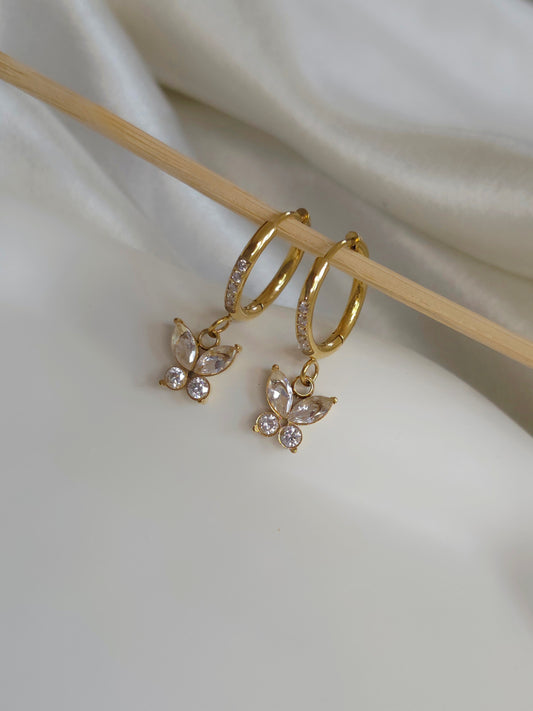 Crystal Butterfly Hoops