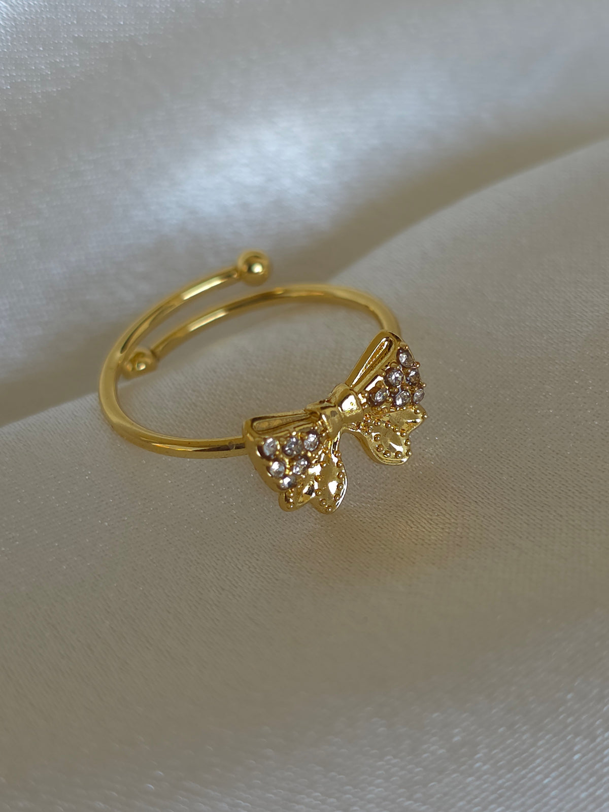 Golden Bow Sparkle Ring ( Adjustable )