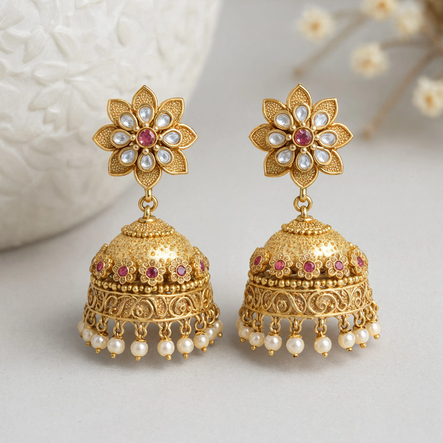 Floral Jhumka Earrings