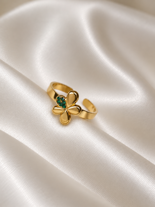 The Emerald Flora Cuff Ring ( Adjustable )