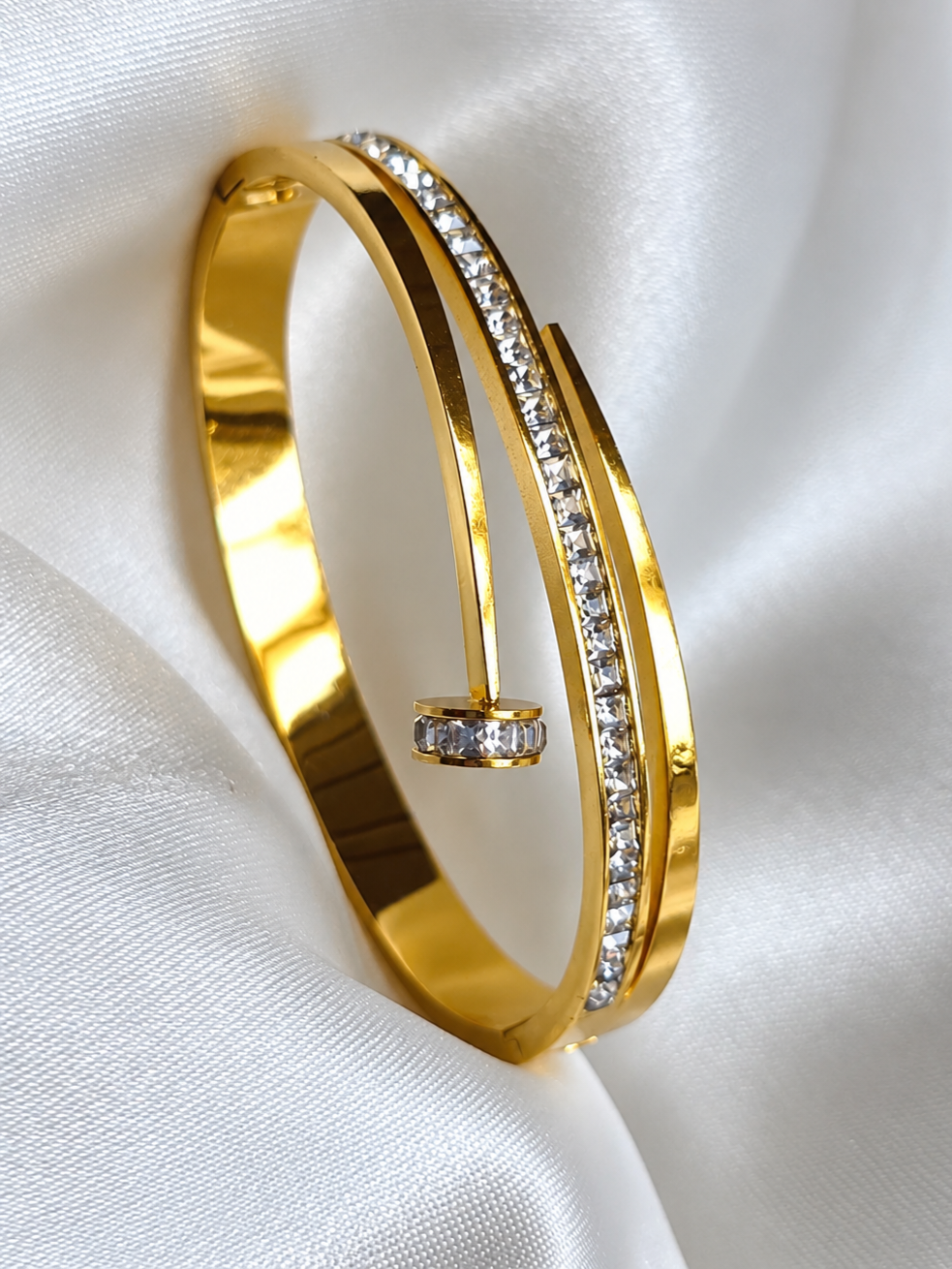 Crystal Nail Bangle Bracelet