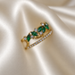 Emerald Dewdrop Crown Ring ( Adjustable )