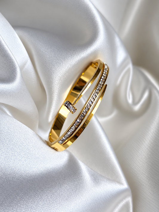 Crystal Nail Bangle Bracelet