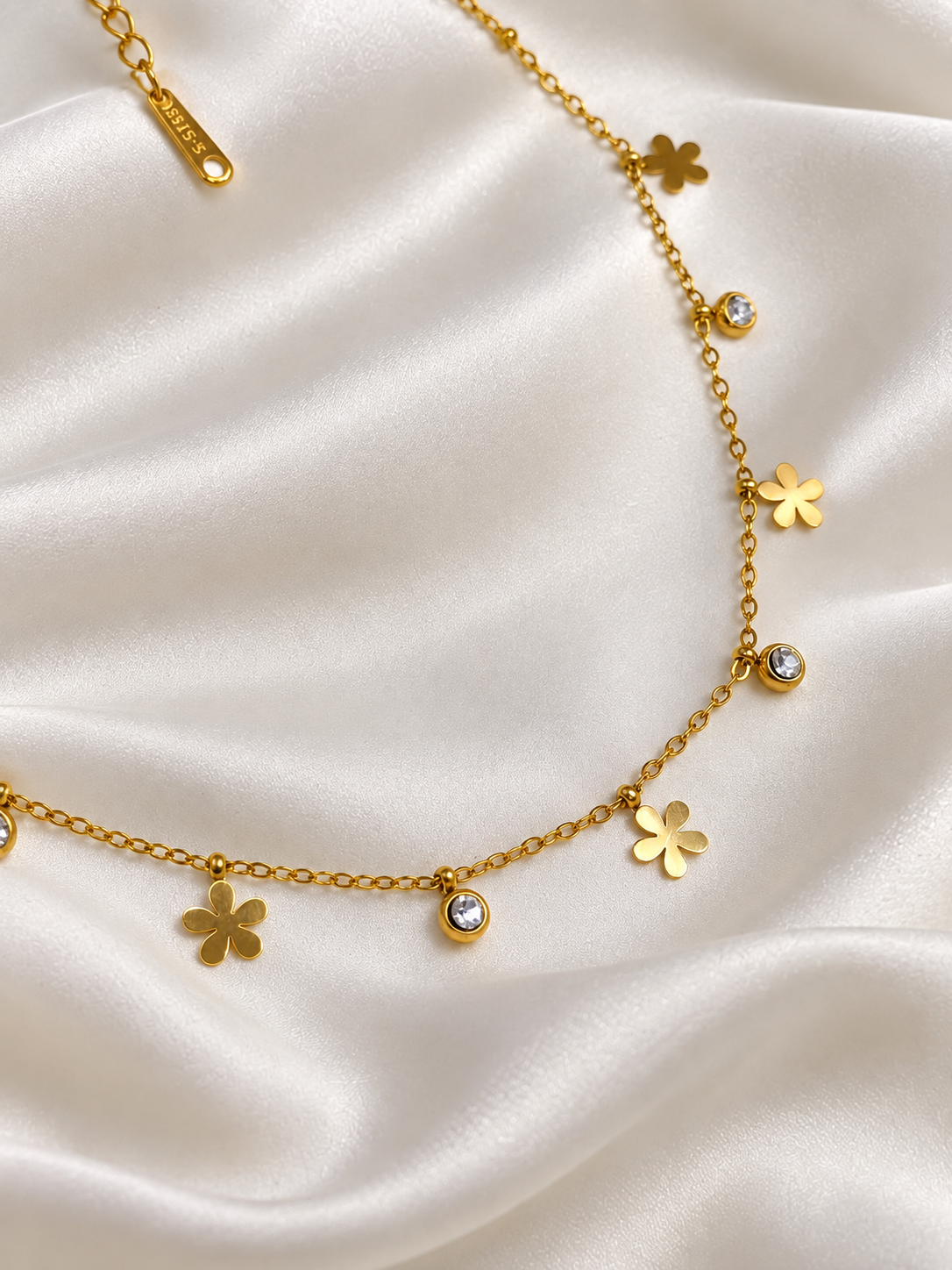 Flower & Stone Neck Chain