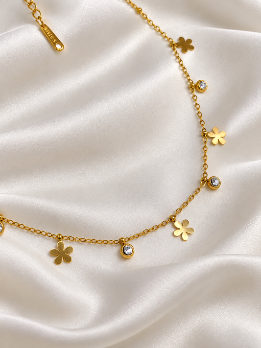 Flower & Stone Neck Chain