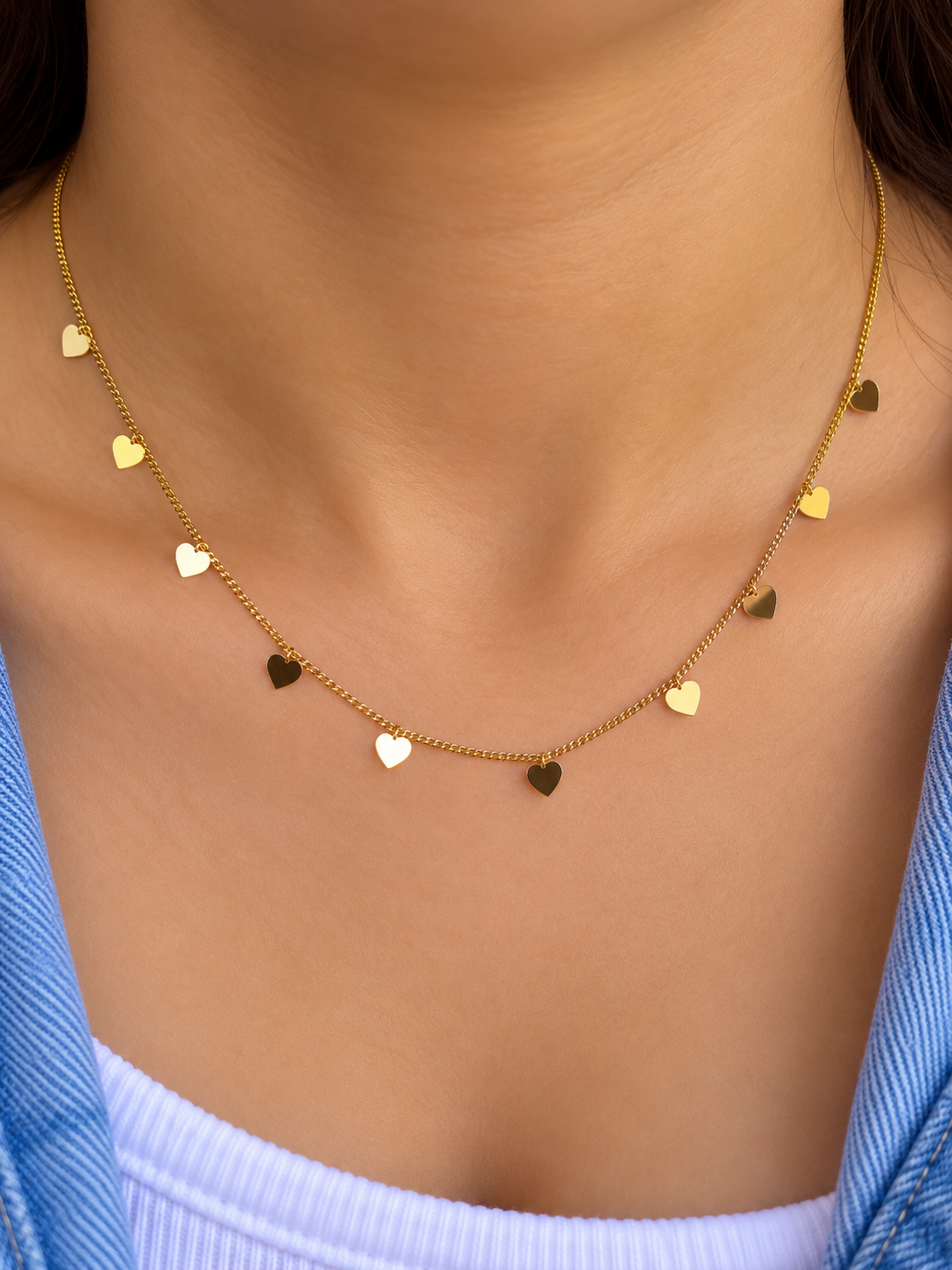 Golden Heart Charm  Necklace