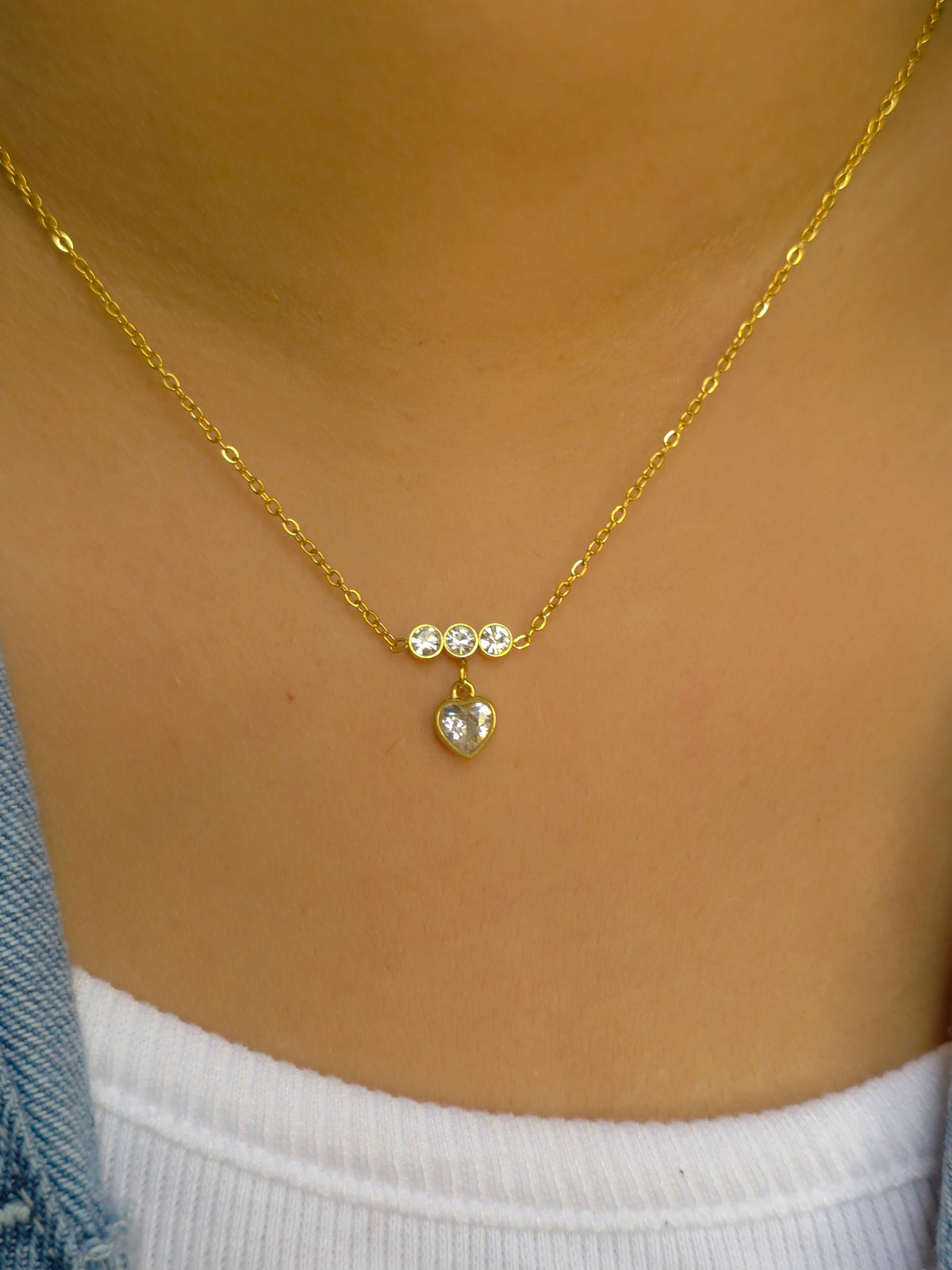 Trio Crystal Heart Pendant