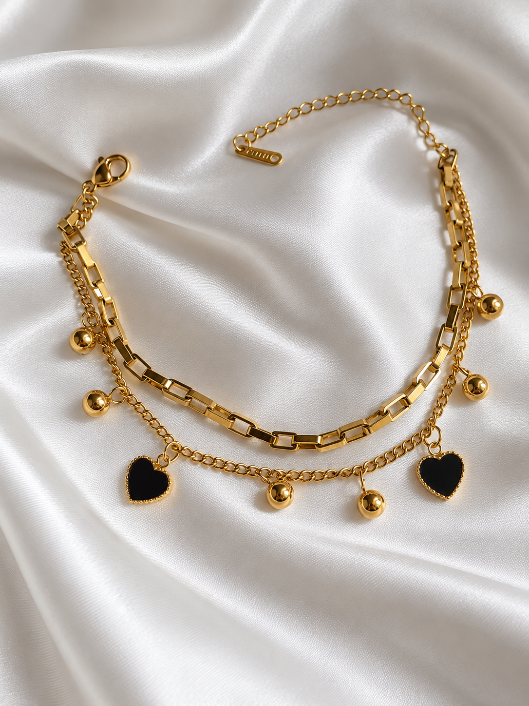 🖤🤍 Dual Heart Charm Bracelet