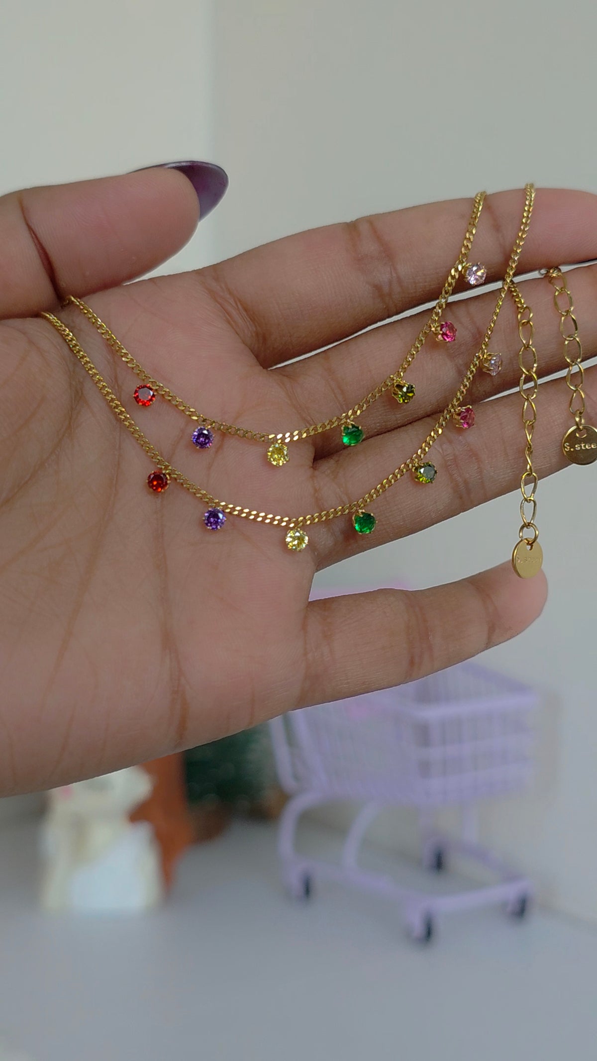 Rainbow Gem Bracelet (316L  PVD plated)