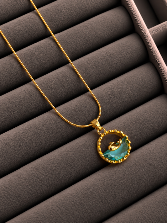 Gold Ocean Whisper Dolphin Necklace