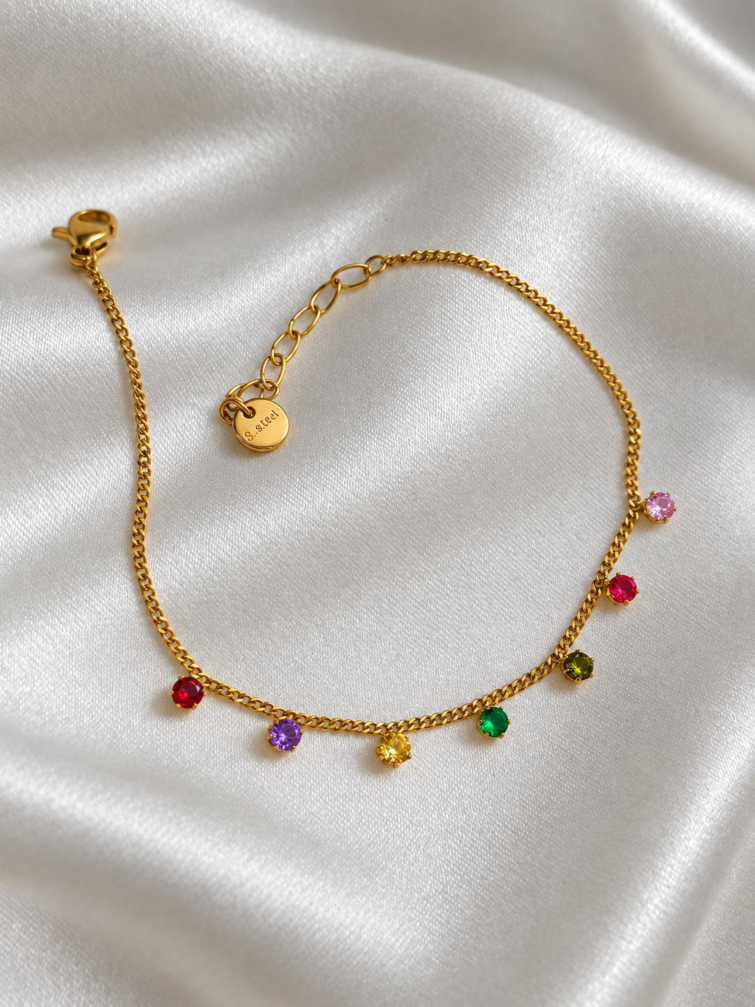 Rainbow Gem Bracelet (316L  PVD plated)