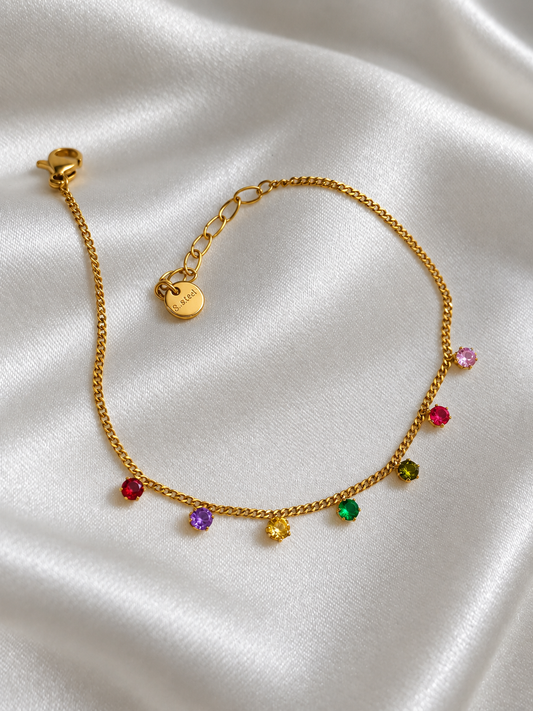 Rainbow Gem Bracelet (316L  PVD plated)