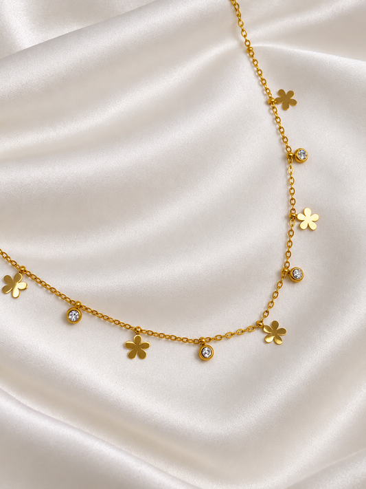 Flower & Stone Neck Chain