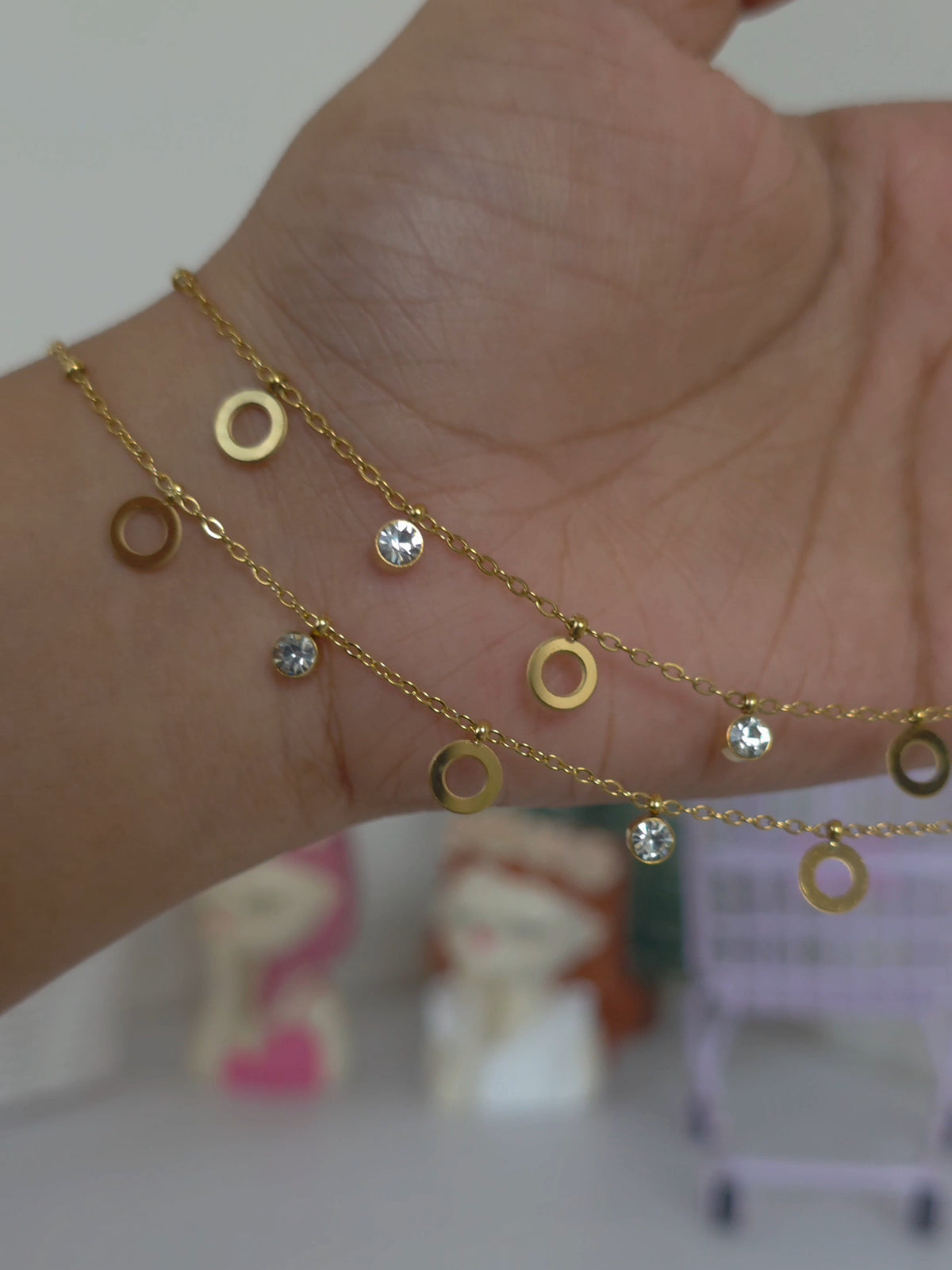 Crystal Circle Anklets (Pair)