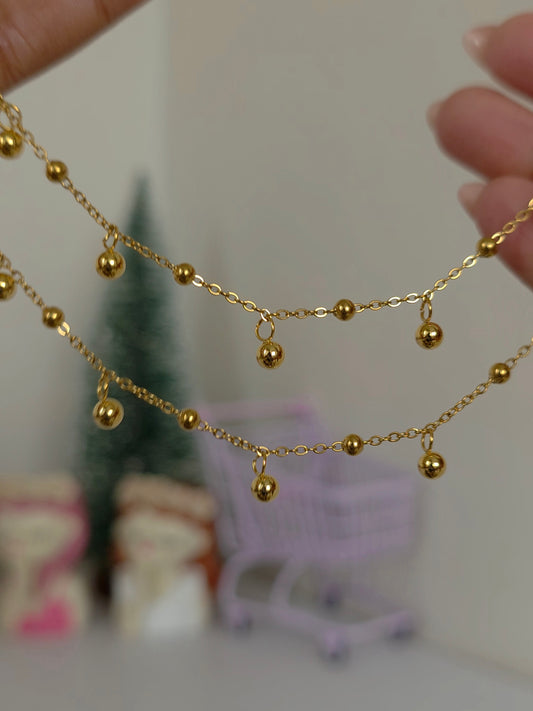 Golden Bead Drops Anklets ( pair)