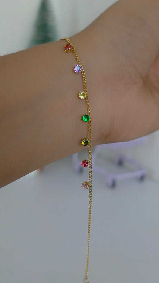 Rainbow Gem Bracelet (316L  PVD plated)